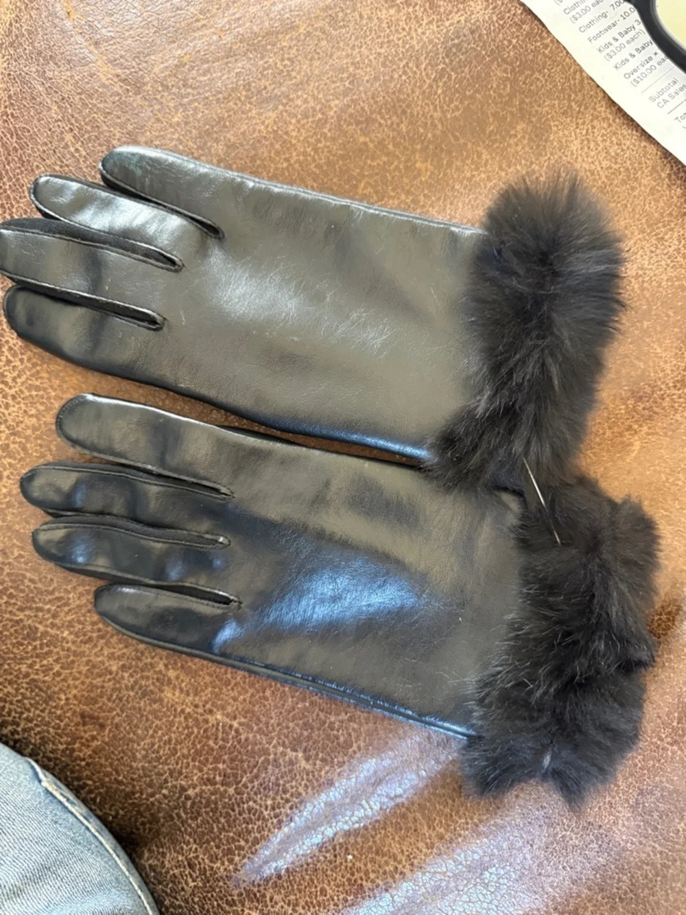 Genuine fur edge gloves made in Japan black size small